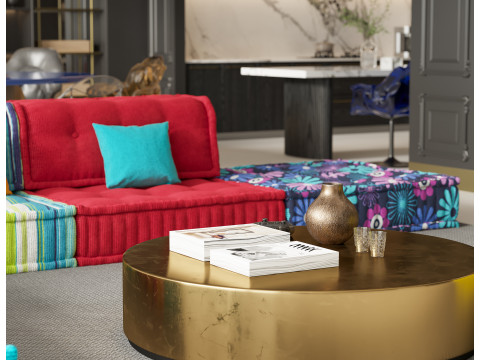 Luxurious living room and dining room hallway Modèle 3D