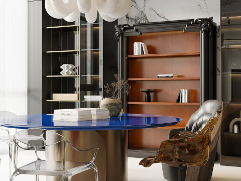 Luxurious living room and dining room hallway Modèle 3D