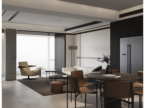 Modern living room dining room 3D Model
