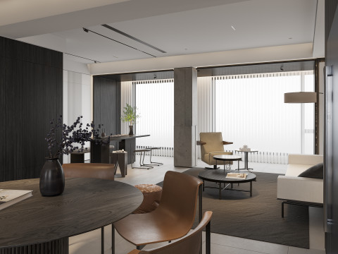 Modern living room dining room 3D मॉडल