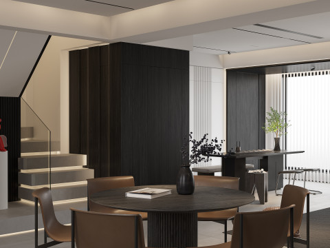 Modern living room dining room 3D मॉडल