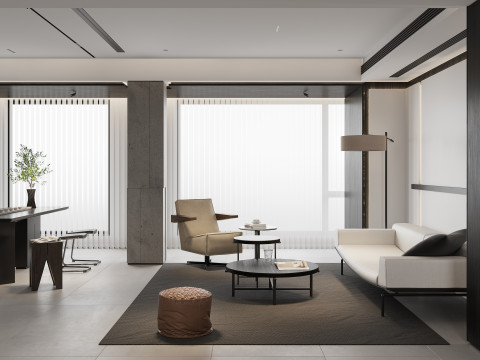 Modern living room dining room 3D मॉडल