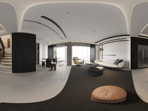 Modern living room dining room 3D मॉडल