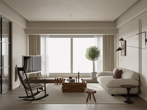 Modern living room dining room kitchen 3D 模型