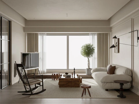 Modern oturma odası yemek odası mutfak 3D Model