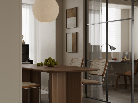 Modern living room dining room kitchen 3D Модель