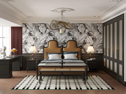 Yatak odası i&ccedil; sahneleri 3D Model