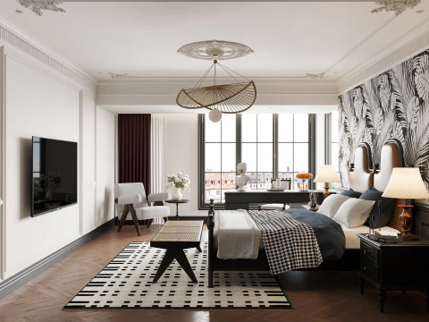 Sceny z wnętrza sypialni Model 3D