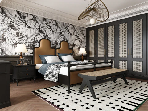 Sceny z wnętrza sypialni Model 3D