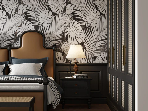 Sceny z wnętrza sypialni Model 3D