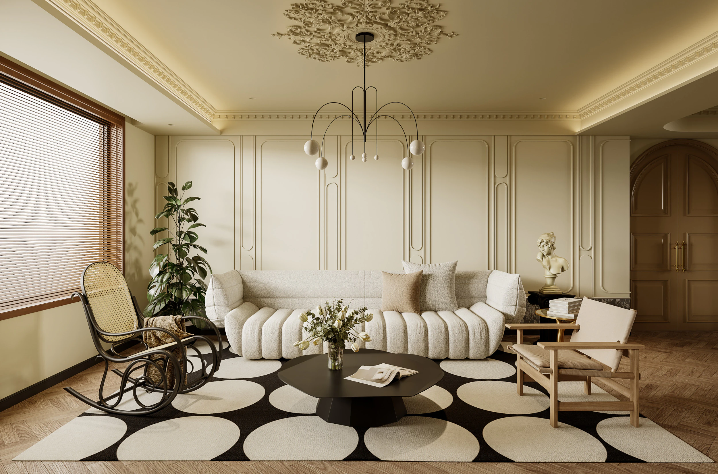 Luxurious living room and dining room hallway 3D Model .c4d .max .obj .3ds .fbx .stl .blend 