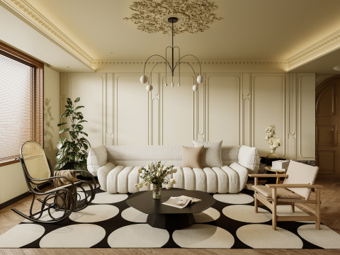 Luxurious living room and dining room hallway 3D 모델