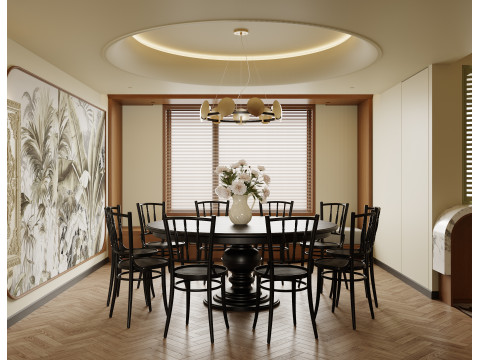 Luxurious living room and dining room hallway 3D Model