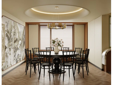 Luxurious living room and dining room hallway 3D Model