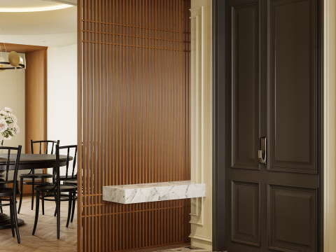 Luxurious living room and dining room hallway 3D Model