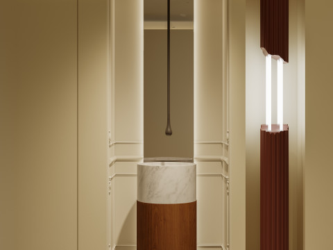 Luxurious living room and dining room hallway 3D Model