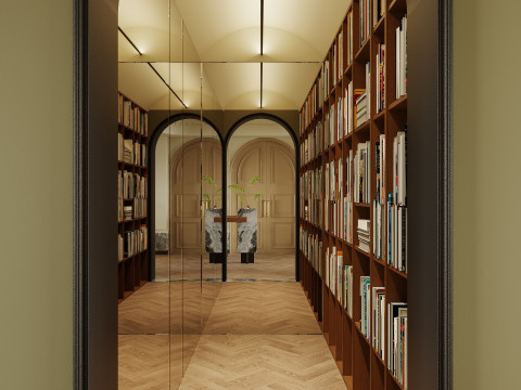 Luxurious living room and dining room hallway 3D Model