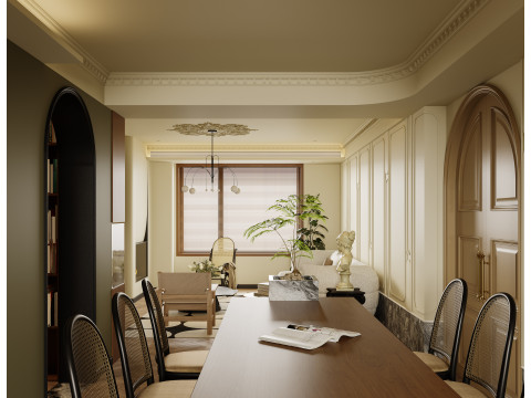 Luxurious living room and dining room hallway 3D Model