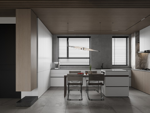 Modern living room dining room kitchen Modelo 3D