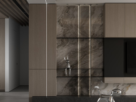 Modern living room dining room kitchen Modelo 3D