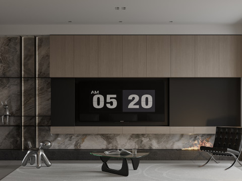 Modern living room dining room kitchen Modelo 3D
