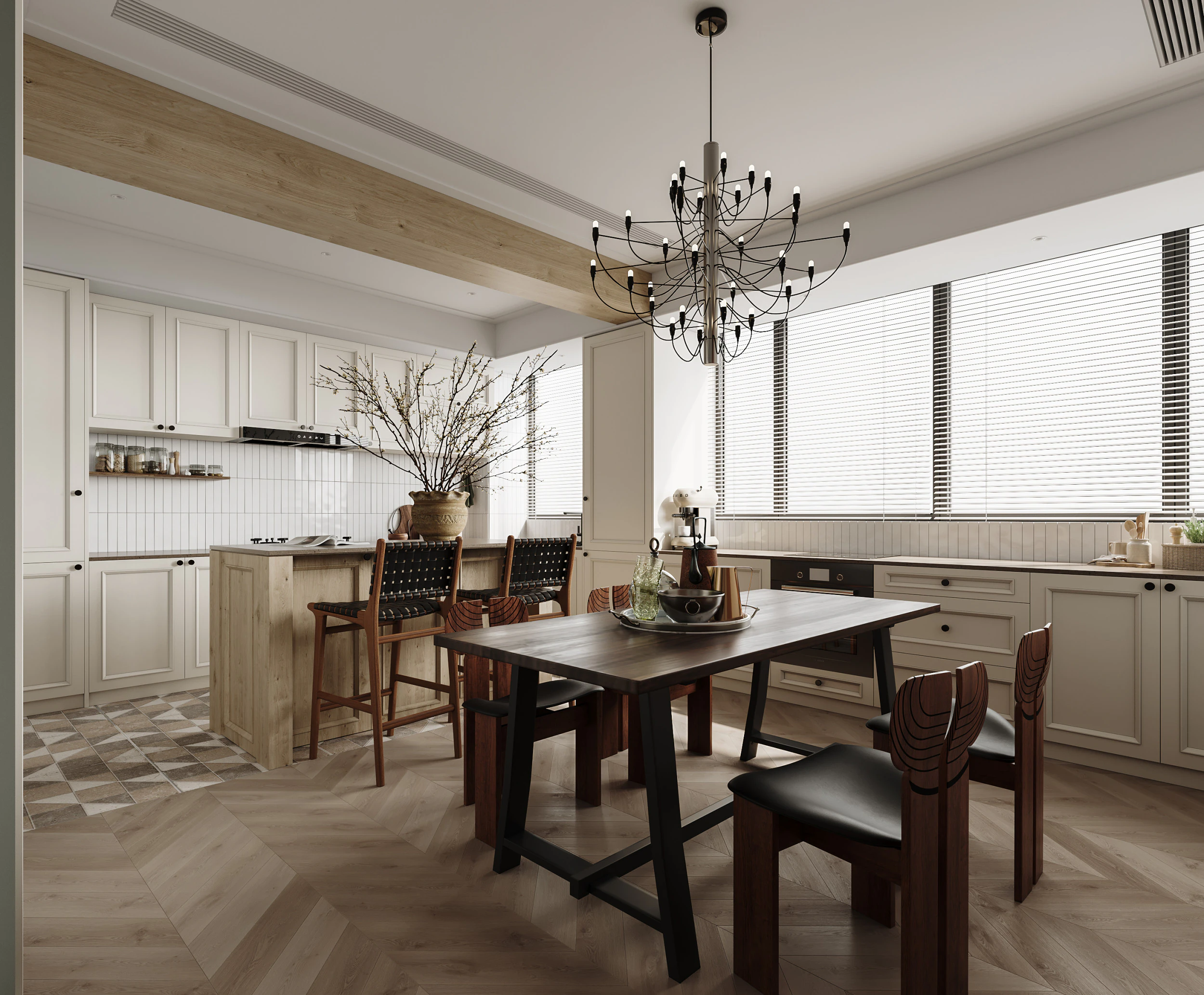 Luxurious living room and dining room kitchen 3D Model .c4d .max .obj .3ds .fbx .stl .blend 