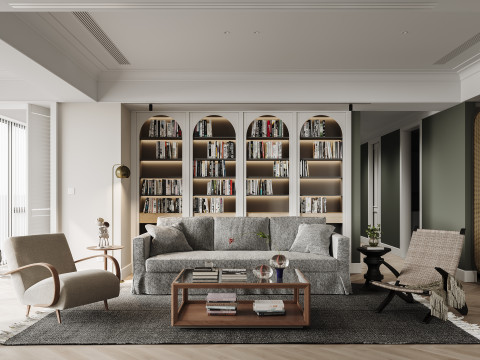 Luxurious living room and dining room kitchen Modèle 3D