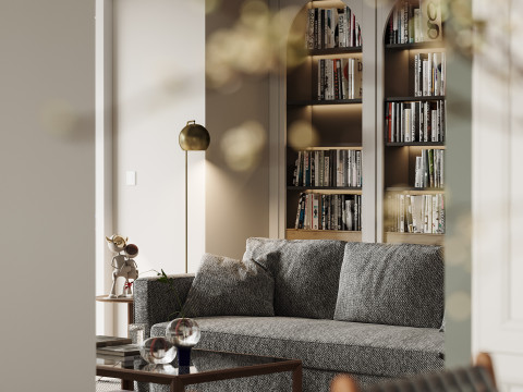Luxurious living room and dining room kitchen Modèle 3D