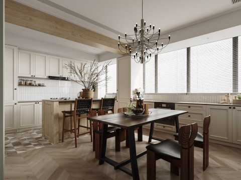 Luxurious living room and dining room kitchen Modèle 3D