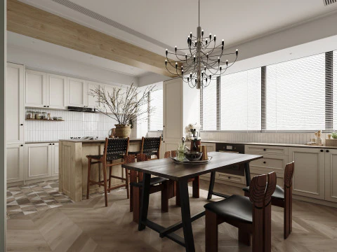 Luxurious living room and dining room kitchen 3D Model