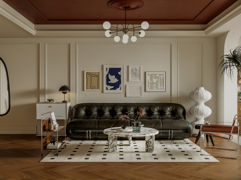 Luxurious living room and dining room kitchen 3D Модель