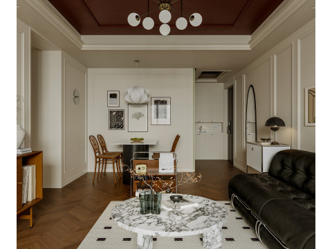 Luxurious living room and dining room kitchen Model 3D