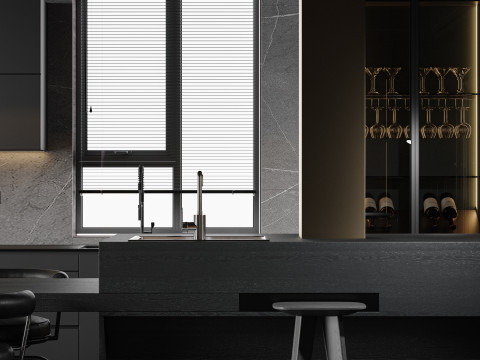 Modern living room dining room kitchen Modelo 3D