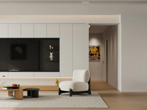 现代客厅和卧室 3D 模型