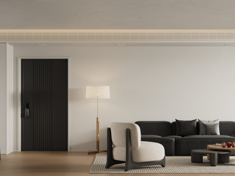 Modern living room and bedroom 3D Model