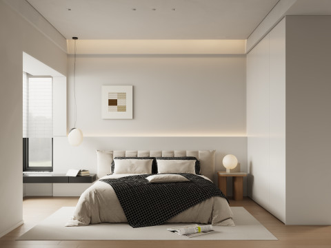 Modern living room and bedroom 3D Model