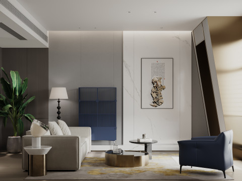 Modern living room and bedroom 3D 모델