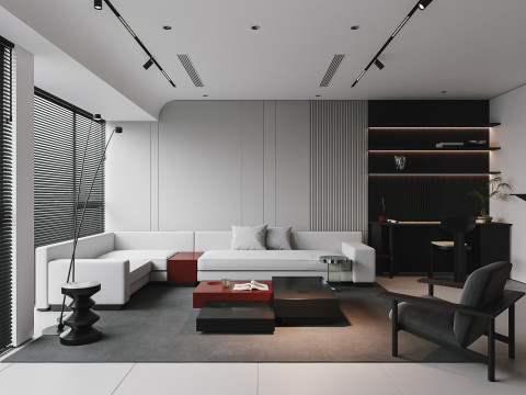 Modern living room dining room 3D 모델