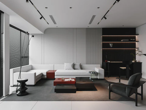 Modern oturma odası yemek odası 3D Model