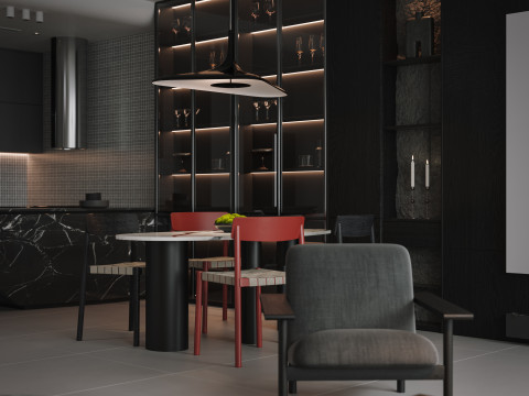 Modern living room dining room Modèle 3D