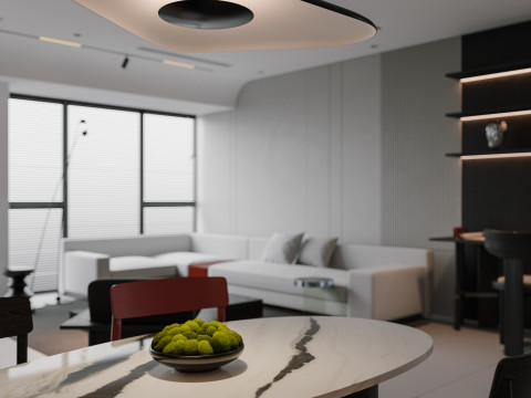 Modern living room dining room Modèle 3D