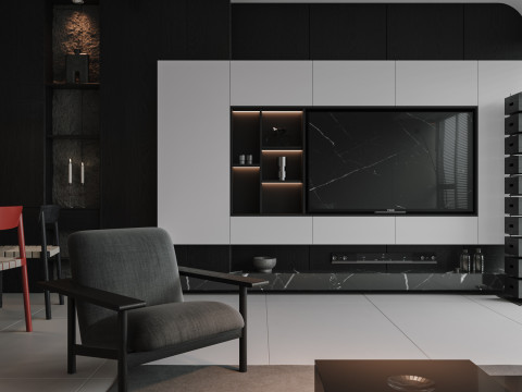 Modern living room dining room Modèle 3D