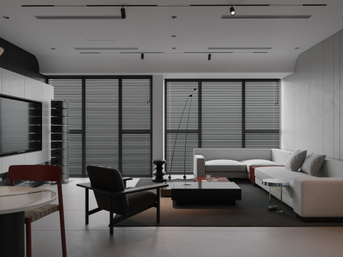 Modern living room dining room Modèle 3D