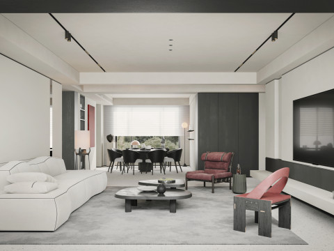 Modern living room dining room 3D Model