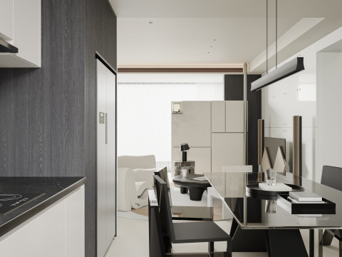 Modern living room dining room 3D Model