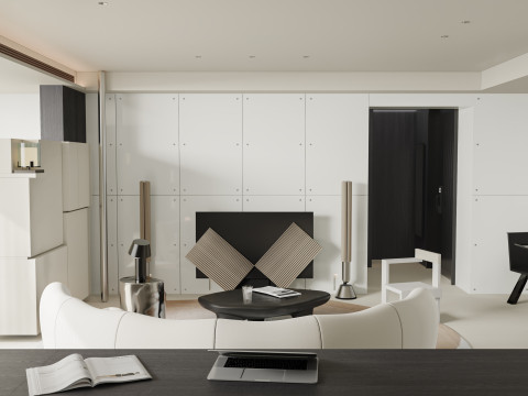 Modern living room dining room 3D Model