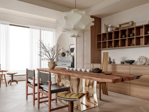 Retro living room and dining room 3D Модель