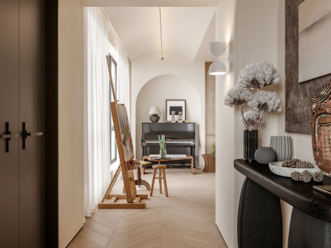 Retro living room and dining room 3D Модель