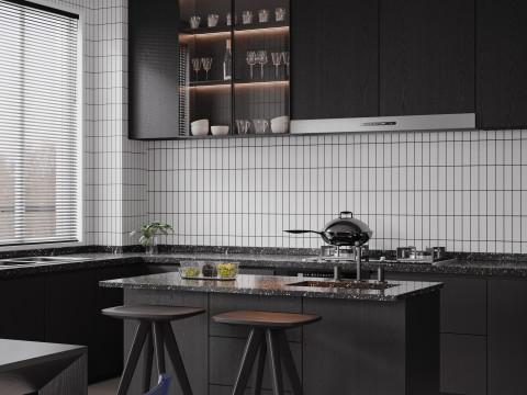Modern living room dining room kitchen 3D Модель