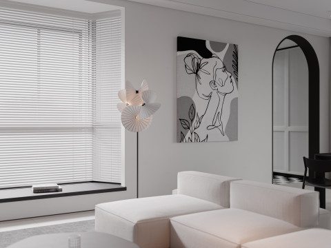 Modern living room dining room kitchen 3D Модель